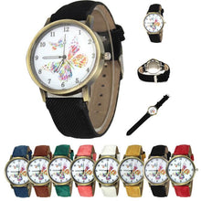 Load image into Gallery viewer, Vintage Floral Pattern Watches for Women 2020 Fashion Lady Butterfly Casual Quartz Watch Elegant Dress Wristwatch Relojes